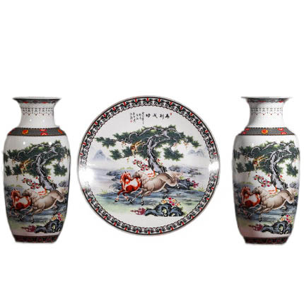 Kompatibel porcelæn til Jahrriesnge horses vase set 3pcs cna1045 Kompatibel porcelæn Jahrriesnge til horses vase set 3pcs cna1045