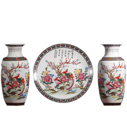 Kompatibel porcelæn til Jahrriesnge phoenix vase set 3pcs cna1049 Kompatibel porcelæn Jahrriesnge til phoenix vase set 3pcs cna1049